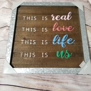 This is us pallet wood and metal sign